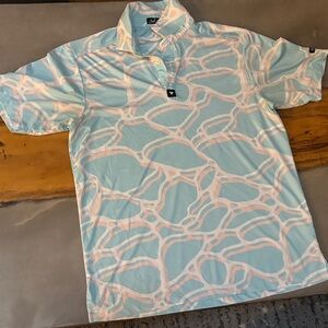 Men's Light Blue and White Patterned Shirt